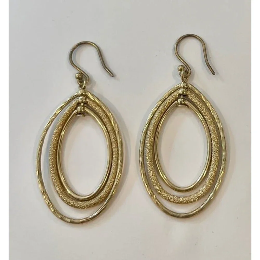 Gold Patterned Multiple Oval Hoop Earrings